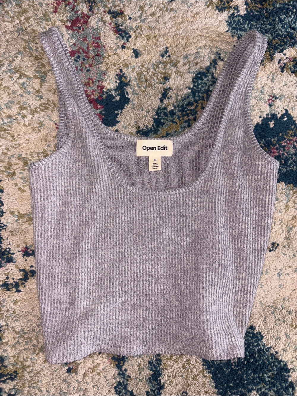 Grey Ribbed Scoop Tank
